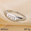 Oval silver stainless steel ring with 11:11 engraving, 6mm wide and 3g weight - US 6 / Steel 11:11 Digital Signet Style (KR111088-KLX) / Steel