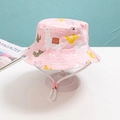Cappello da pescatore rosa per neonato in cotone con stampa alpaca e laccio bianco - Animali Cartoon (Rosa)