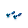 Blauwe roestvrijstalen schroefvormige oorknopjes voor dames en heren op witte achtergrond - Blauwe Schroefstijl (KE94334)