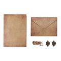 Vintage A5 kraft stationery set with leaf metal pendants and brown twine accents - Leaf