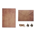 A5 vintage kraft paper stationery set with brown letter paper and clover metal charms - Four-Leaf Clover