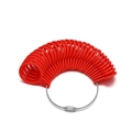 Detail of red ring sizer measuring tool with plastic gauge rings on a metal cable wire - Measuring Gauges / Red