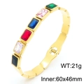 Bracciale dorato in acciaio inossidabile con zirconi rettangolari colorati, vista laterale - Oro (KB183413-HM)
