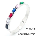 Bracciale in acciaio inossidabile argento con zirconi rettangolari multicolore - Argento (KB183414-HM)