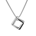 Hip-hop style titanium steel necklace with interlocking silver and black square pendants - Pendant Only / Black