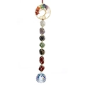 Handmade Tree of Life car charm with natural chakra stones and crystal ball prism - Gold Slanted Tree Woven Pendant