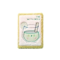 Funda de felpa amarilla para cuaderno con bordado de bebida verde y texto decorativo - Estilo Jugo / Amarillo (Jugo/Té con leche)