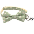 Adjustable green daisy floral pet collar with bowknot and bell for cats and small dogs - Bowknot Style / Green Small Sun Flower