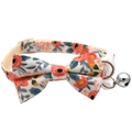 Floral pet collar with colorful daisy pattern, adjustable buckle and silver bell - Bowknot Style / Orange Series Large Flower