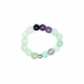 Detail of 4mm natural fluorite beaded elastic ring with green and purple crystal textures - Colorful Fluorite