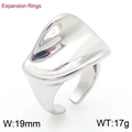 Anello di espansione irregolare in acciaio inossidabile placcato argento 18K 19mm - US 6 / Colore Acciaio (KR110834-K)