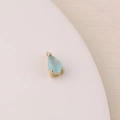 Detailed view of a gold-plated pear-cut light blue zircon pendant for DIY jewelry making - Light Blue (5#)