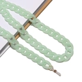 Detail of mint green acrylic eyeglass chain with frosted links and white silicone loops - Green