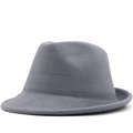 Detailed top view of a classic grey felt fedora hat with a pinched crown design - M (56-58cm) / Gray