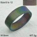 Rainbow mesh weave ring in 8mm width stainless steel showing colorful metallic finish - US 6 / Rainbow (KR111119-WGLO)