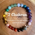 Handmade 8mm 7 Chakras natural stone beaded elastic bracelet for energy balance - 7 Chakras / Rainbow