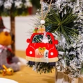 Detailed view of wooden car Christmas ornament with gnome and JOY sign - Front Style C