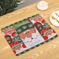 Detail of knitted Christmas placemat featuring Santa Claus and Feliz Navidad text pattern - Knitted Placemat Santa Style