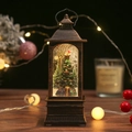 Vintage bronze Christmas lantern ornament with a decorated miniature tree inside - New Square Lantern Tree (No Water) / Without Water
