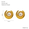Orecchini a lobo minimalisti in perla a mezzaluna in acciaio inossidabile oro 18k - Orecchini a Bottone con Perle a Mezzaluna Dorati (ZE1452G)