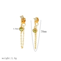 Golden tassel earrings with 4.8mm green zircon stones and 70mm drop length for women - Green Tassel Style (TE6909-GN)