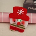 Macro view of glowing Christmas snowman brooch with red felt hat and LED lights - Glowing Snowman Style