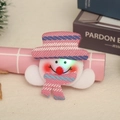 Close-up of a glowing LED snowman brooch with pink knit hat and plush texture detail - Glowing Snowman with Arms