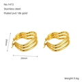 Modische 18K vergoldete Edelstahl-Ohrringe in Wellenform, Größe 26mm für Damen - Wellenförmiger Mehrschicht-Ring (ZE1472G) / 26mm*26mm / Gold