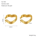 Herzförmige Ohrringe aus 18k vergoldetem Edelstahl mit 26mm Durchmesser und 6mm Dicke - Dreischichtiger Herz-Ohrring (ZYE1483G) / 26mm*26mm / Gold
