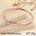 Bracciale rigido in acciaio inossidabile oro rosa 4mm con dimensioni su base di pietra - Anello Singolo (KB185435-LO) / Oro rosa