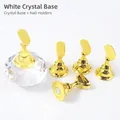 Iridescent crystal nail display stand with 5 magnetic golden metal holders for practice - Clear
