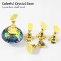 Iridescent crystal lotus base with four golden magnetic nail tip holders for practice - Multicolor