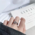 Vintage silver multi-strand adjustable ring featuring rabbit and coin charms on a hand - 9#J0030-Rabbit Coin Multi-layer Ring