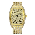 Detalle de la caja de reloj tonneau dorada y correa con pavé completo de diamantes - Dorado