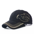 Casquette baseball vintage noire avec broderie jaune et détails de coutures contrastées - Réglable / Noir