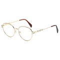 Lunettes de soleil rondes dorées avec branches ornées de cristaux et embouts en écaille de tortue - Monture Dorée Embouts Écaille Verres Transparents