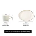 White Banko ware ceramic coffee cup and oval saucer set with 180ml capacity - Short Cup with Oval Saucer