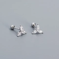 Orecchini a perno in argento S925 con zirconi a triangolo e chiusura a vite - Oro Bianco