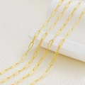 Macro detail of 18K gold plated oval link paperclip chain for DIY jewelry making - Matte Gold Large Style / 1m