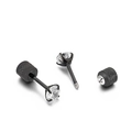 Orecchini neri in acciaio inossidabile con zircone rotondo e castone a quattro griffe - Nero (KE94700-WGJJ)
