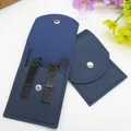 Navy blue 4-piece manicure set with black stainless steel nail clippers in leather case - 4-Piece Set Dual Clippers (Blue)