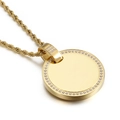 Gold plated stainless steel circle pendant with crystal border on twisted rope chain - Gold (Pendant Only (Without Chain))(KP95958-GC)