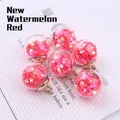 DIY glass ball charm set with pink and yellow star sequins in watermelon red finish - Watermelon red