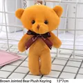Brown teddy bear plush keychain with a 'Love' ribbon, size 13x7cm for gift decoration - Coffee