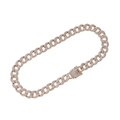 Iced out oval Cuban link chain necklace in rose gold finish with zircon crystals - 16inch (40cm) Necklace / Rose Gold