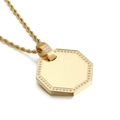 Octagon gold pendant necklace with crystal inlay and twisted rope chain for women - Gold Color (Pendant Only) (KP95964-GC)