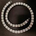 Zilveren 13mm hip-hop Cubaanse ketting met vierkante schakels vol glanzende strass - Zilver 8inch armband (20cm)