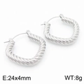 Pendientes cuadrados de acero inoxidable plateado con diseño de cable trenzado - Estilo Espiral Torsonado Color Acero (KE112421-KFC)