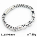 Pulsera de acero inoxidable para hombre con cadena de hueso de dragón y eslabones en H - Color Acero