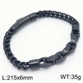 Pulsera de hombre en acero negro con eslabones de quilla y diseño de nariz de cerdo - Negro
